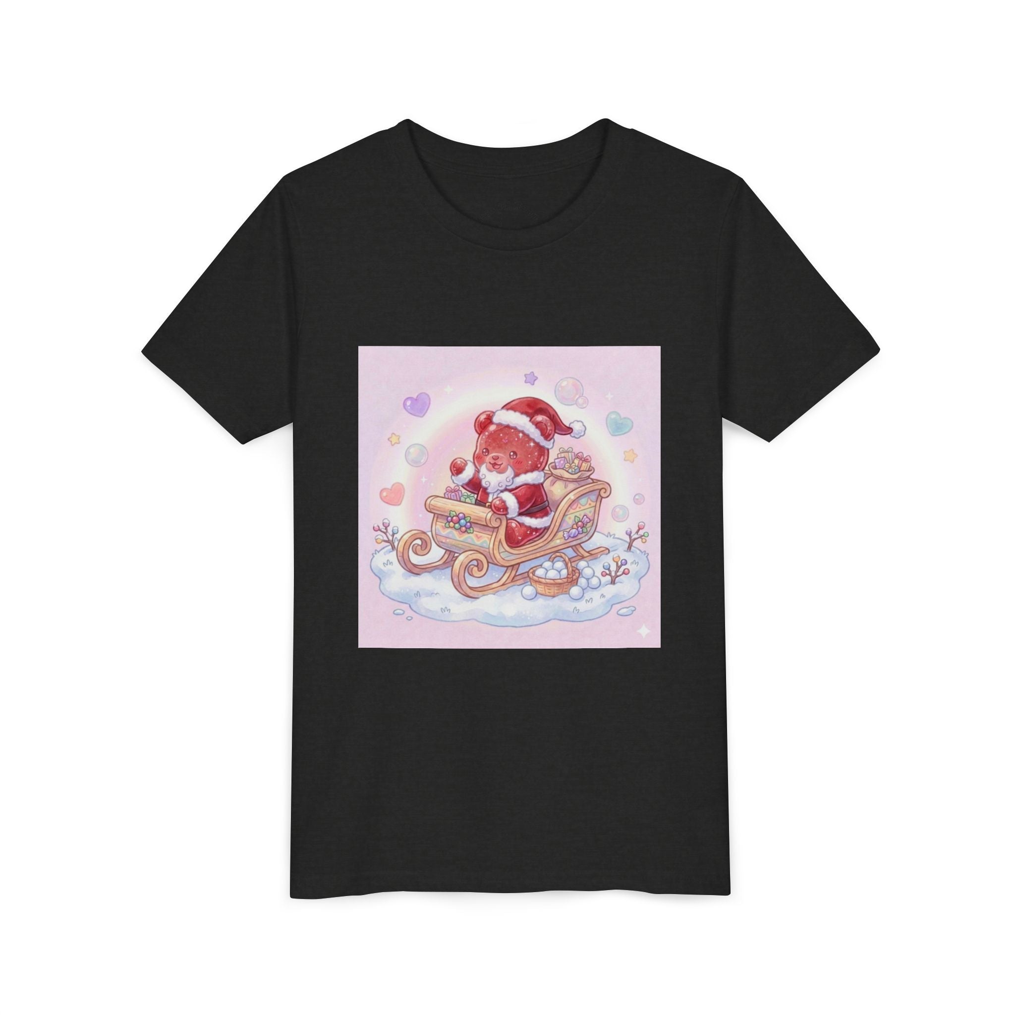 Cute Gooey Gummy Red Santa in Sleigh Holiday Shirt