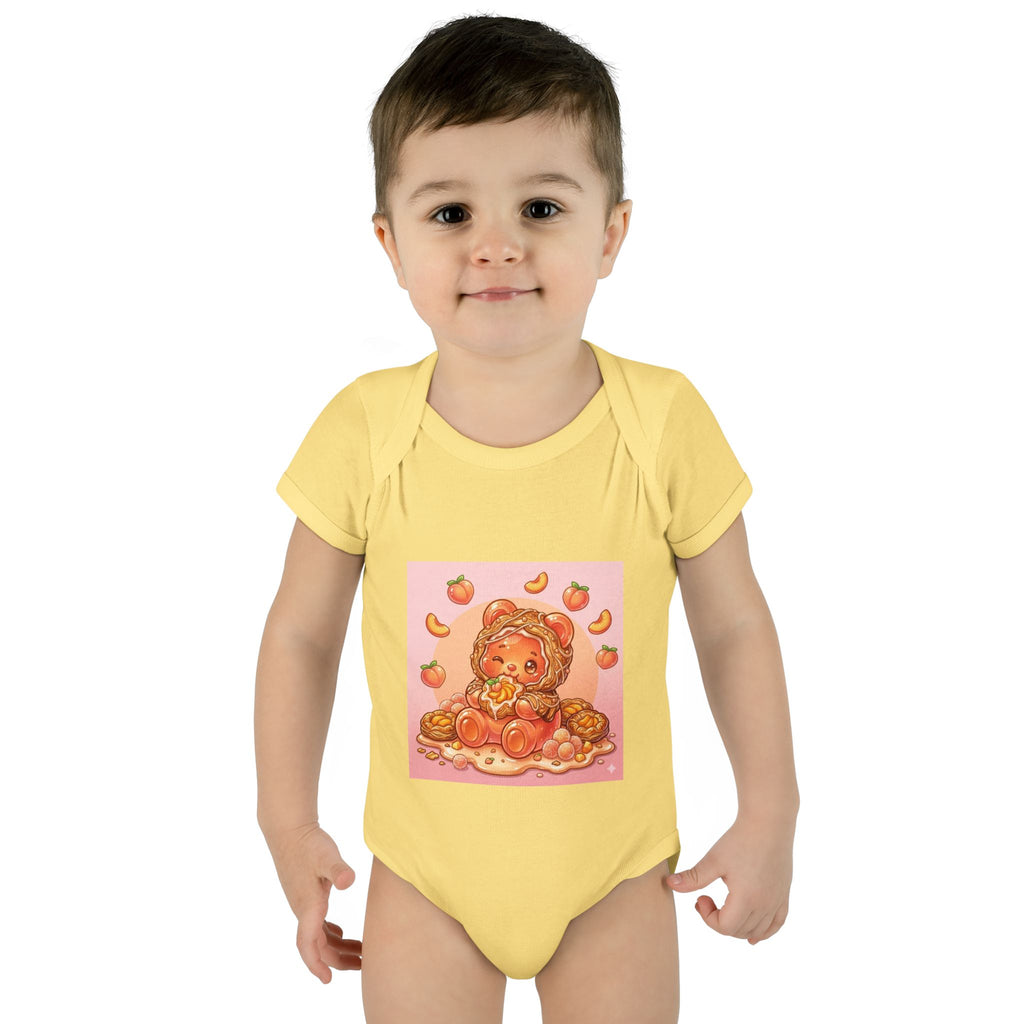 Peach Danish Gooey Gummy Bear in Puff Pasterie PJs Baby Onesie