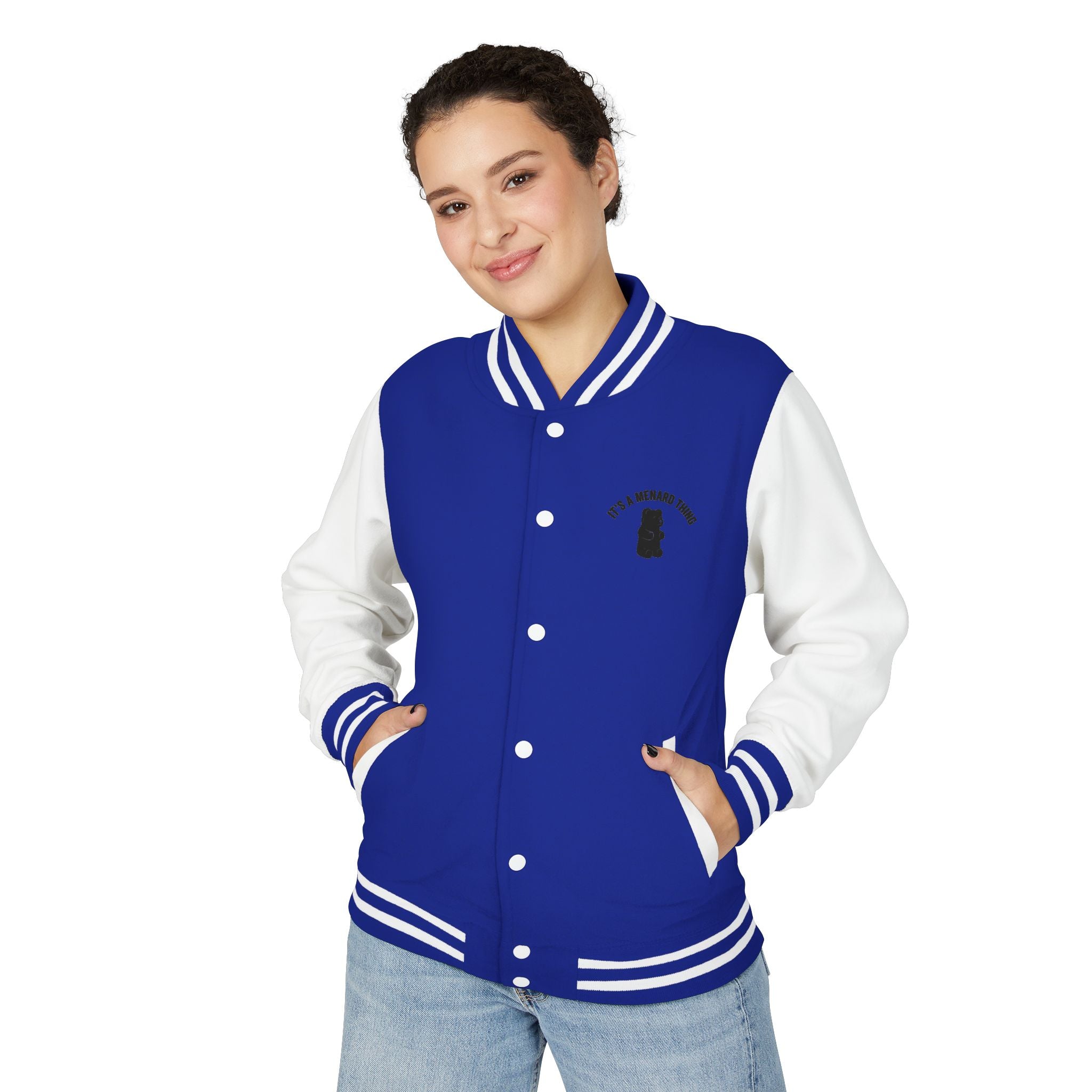 Creamy White Chrysanthemum Flower Addition, White Oozy Bear Gummy Friend- Lettermen Graphic Jacket