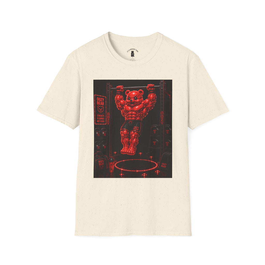 Bar Lifting Fitness Workout, Crimson Oozy Buff Bear Gummy Gym Addition- Adult Graphic Shirt