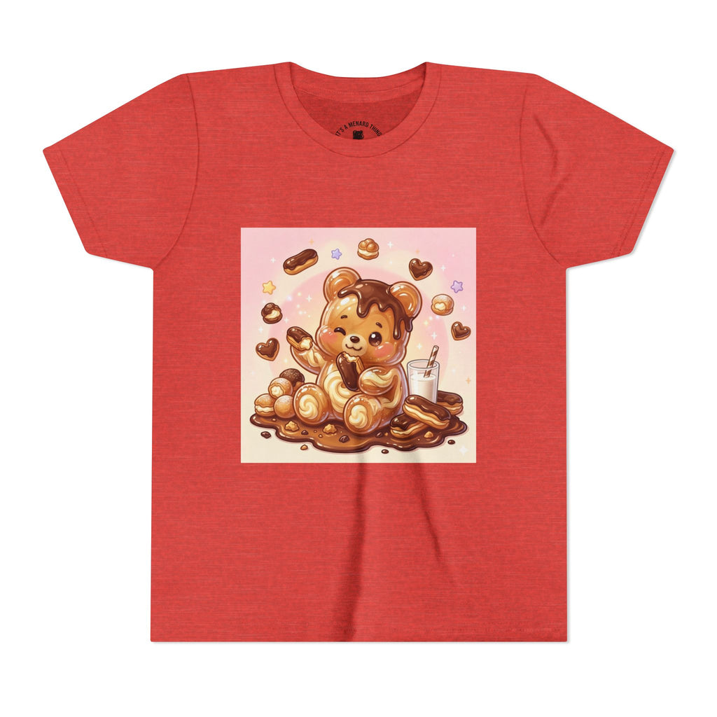 Cute Chocolate Eclair & Milk Gooey Gummy Bear Youth T-Shirt