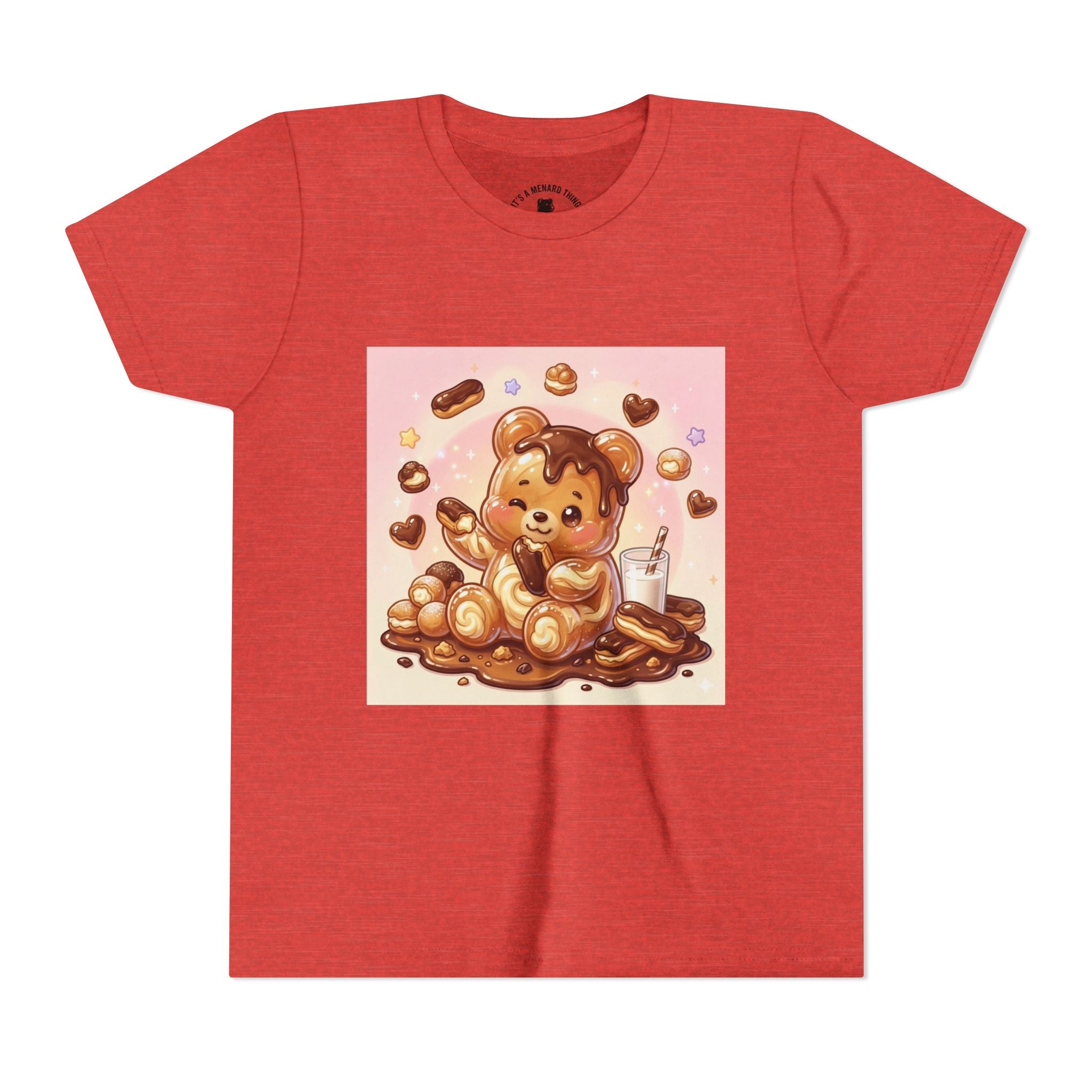 Cute Chocolate Eclair & Milk Gooey Gummy Bear Youth T-Shirt