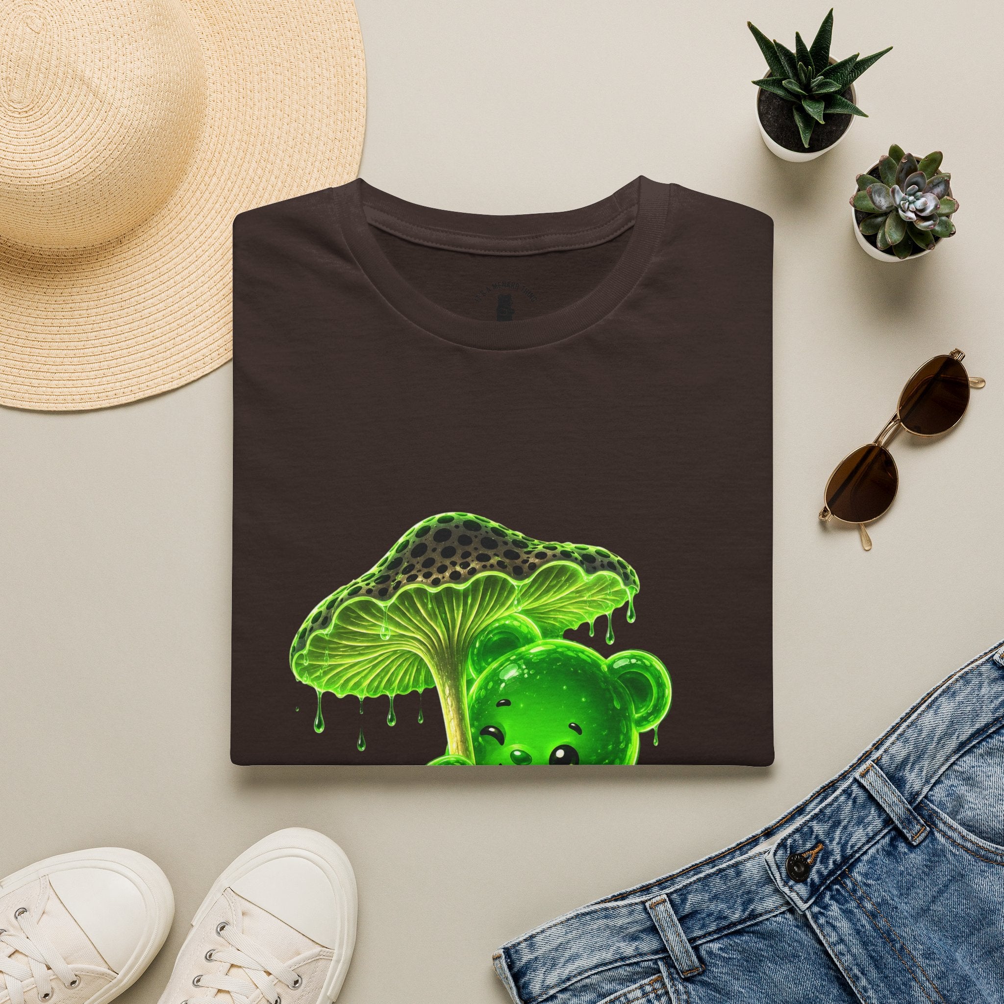 Glowing Green Neon Mushroom Special Addition, Oozy Bear Friend- Graphic Shirt