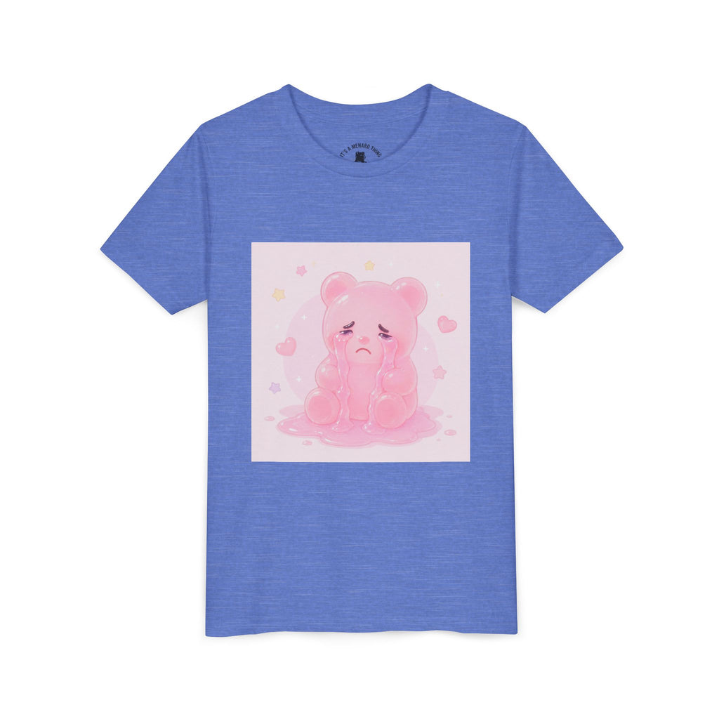 Pink Crying Gooey Gummy Bear Youth Tee – Cute Pastel Graphic Shirt