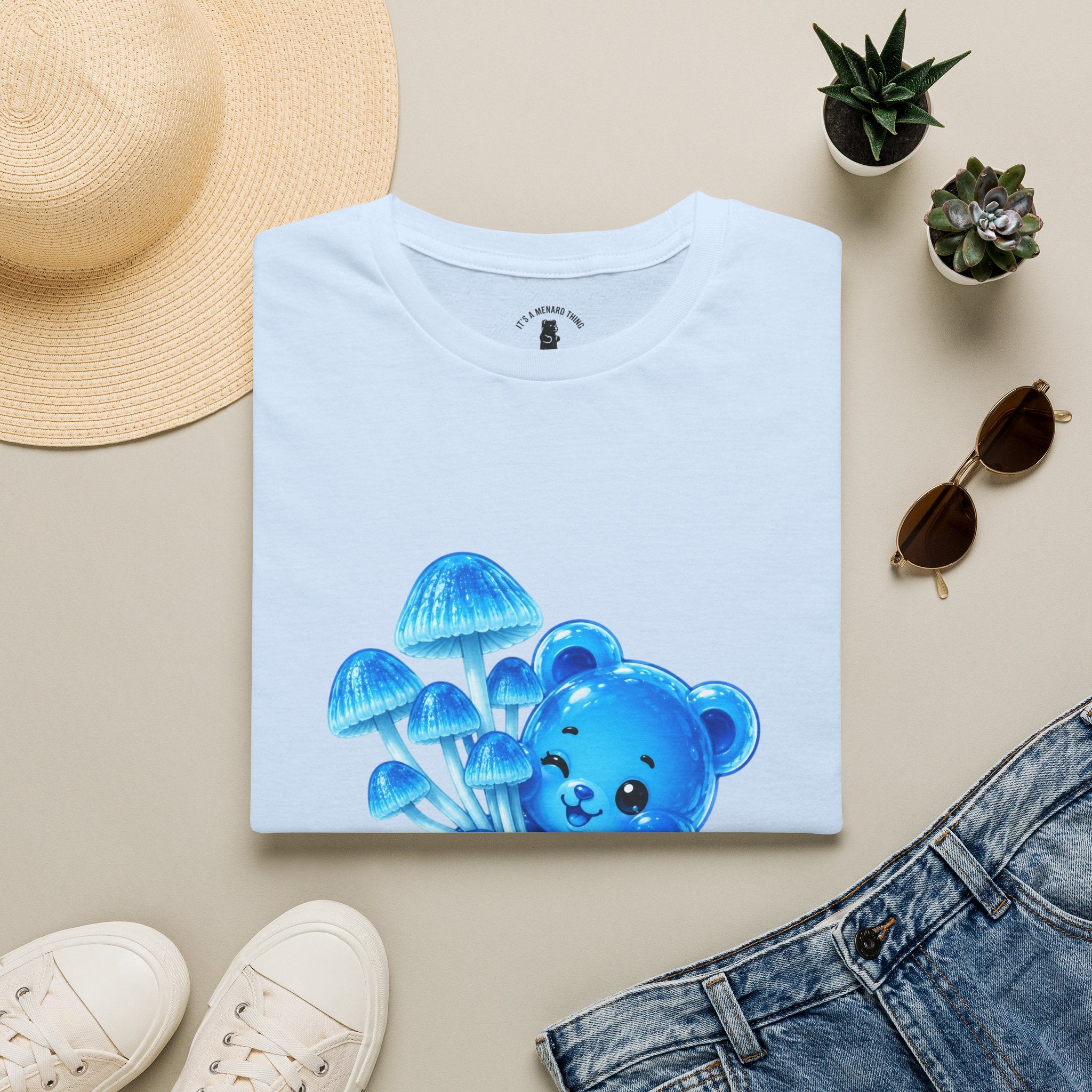 Small Cluster of Blue Mini pipe Mushrooms, Oozy Bear Special- Graphic Shirt