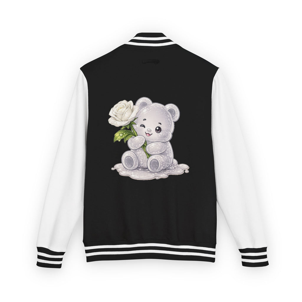 Blooming White Rose, Gooey Gummy Bear Friend- Kawaii Graphic Jacket