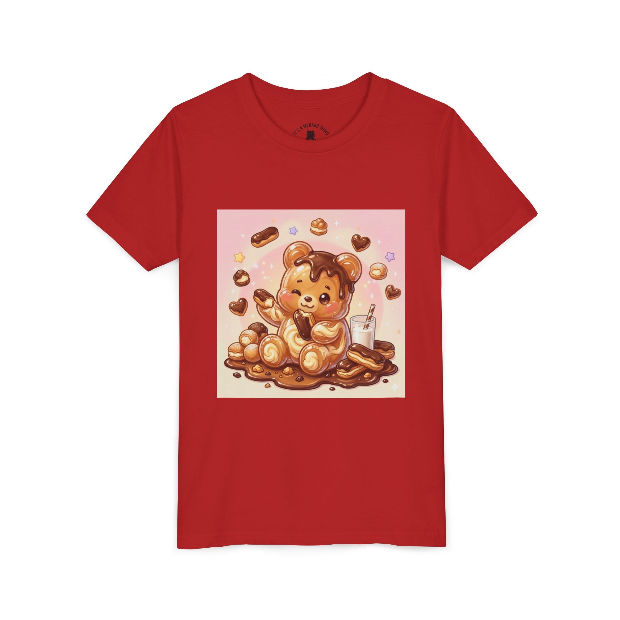 Cute Chocolate Eclair & Milk Gooey Gummy Bear Youth T-Shirt