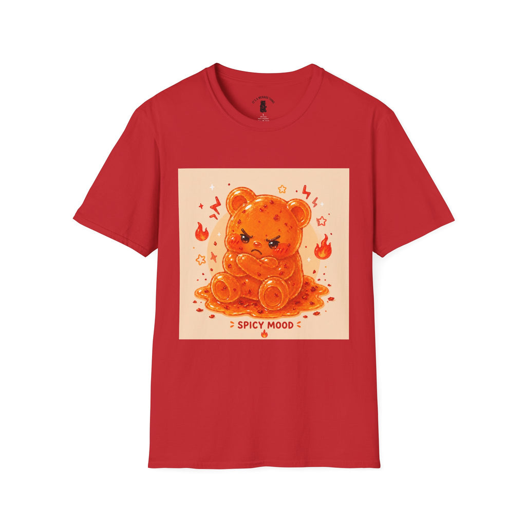 'Spicy Mood' Gooey Gummy Bear T-Shirt —Fiery Kawaii Graphic Tee