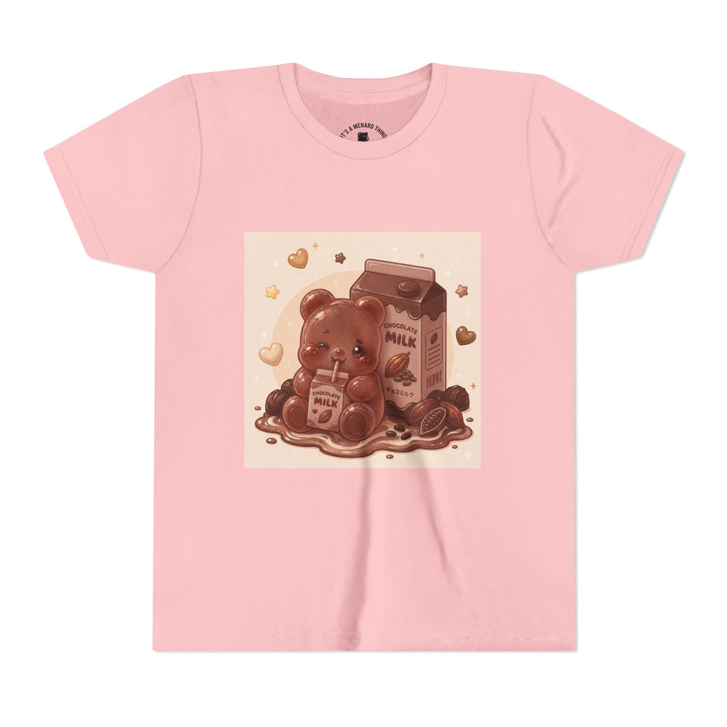 Kids Milk Chocolate Gooey Gummy Bear — Cute Milk Carton Graphic Youth T-Shirt
