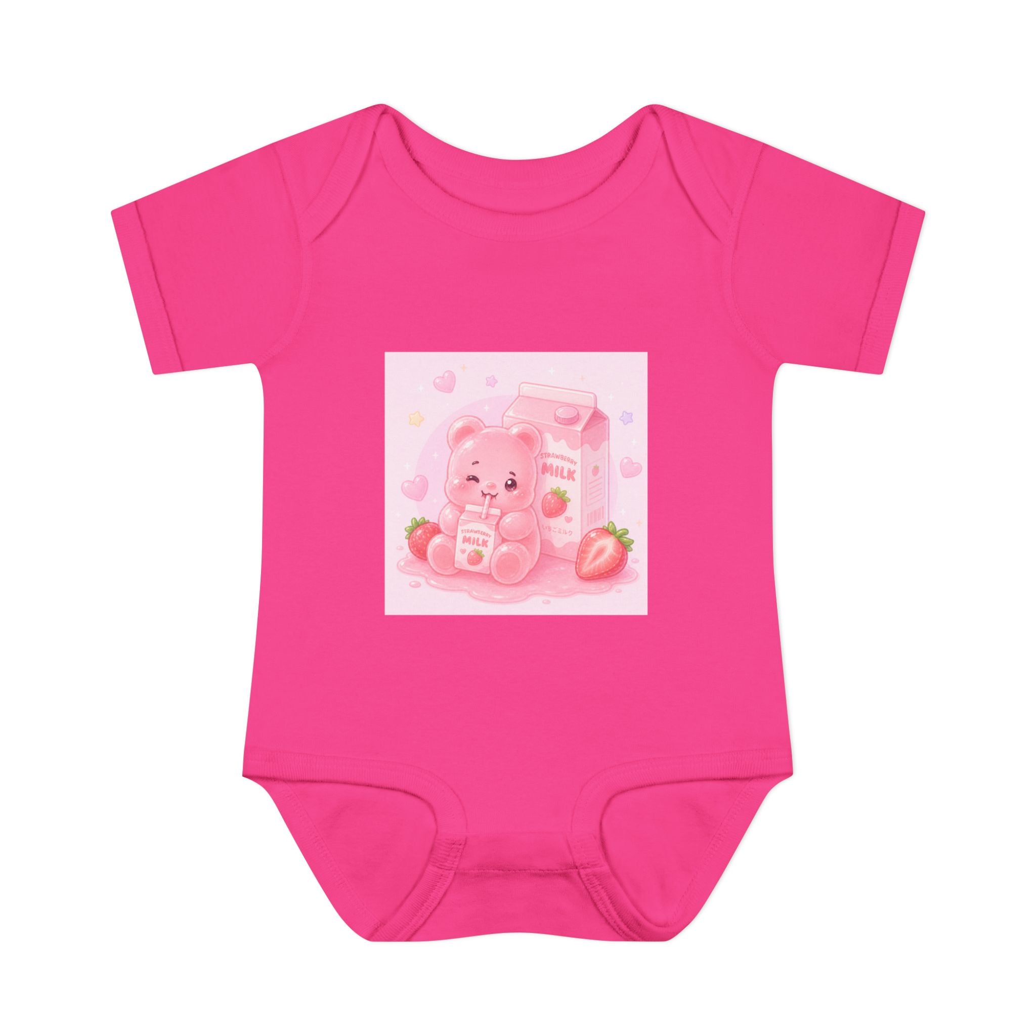 Pink Strawberry Milk Gooey Gummy Bear Infant Bodysuit