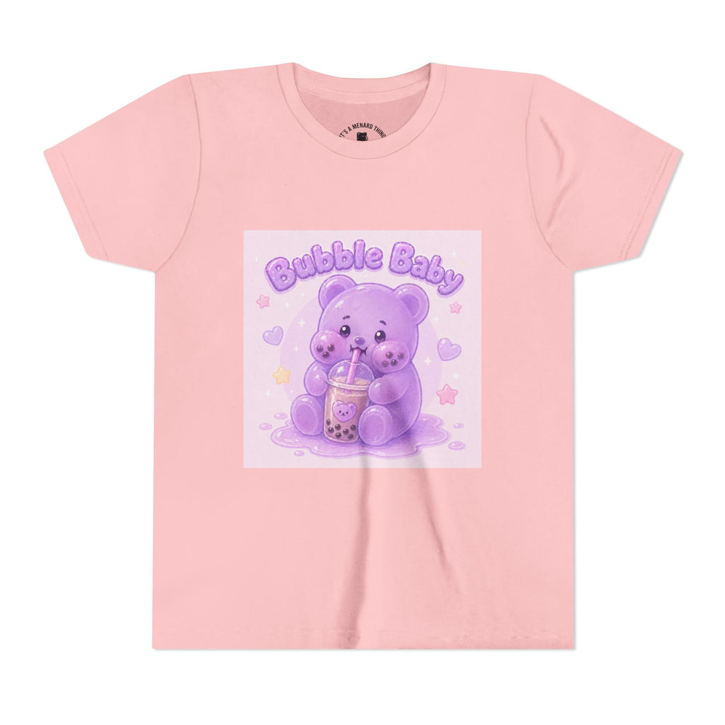 Purple Boba Tea Gooey Gummy Bear with Boba Milk Tea Kids Shirt