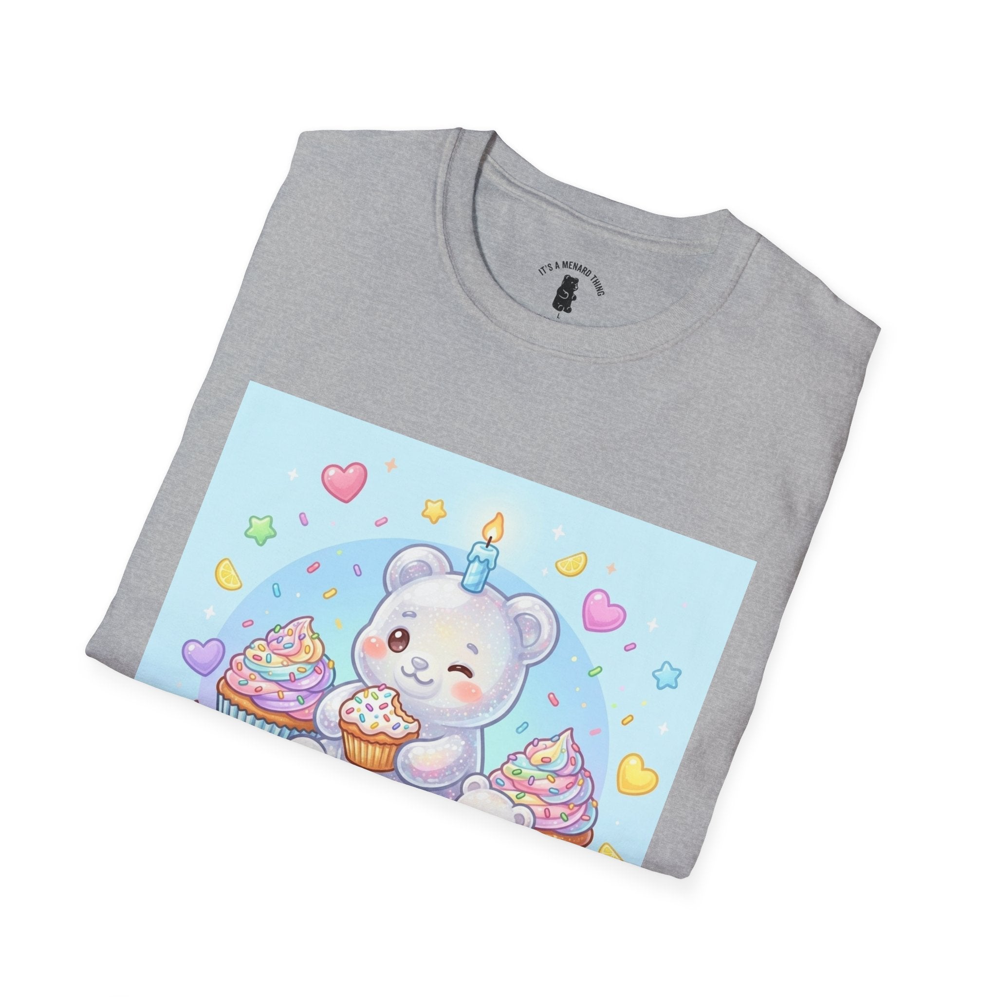 Birthday Cake and Party Gooey Gummy Bear— Kawaii Graphic T-Shirt