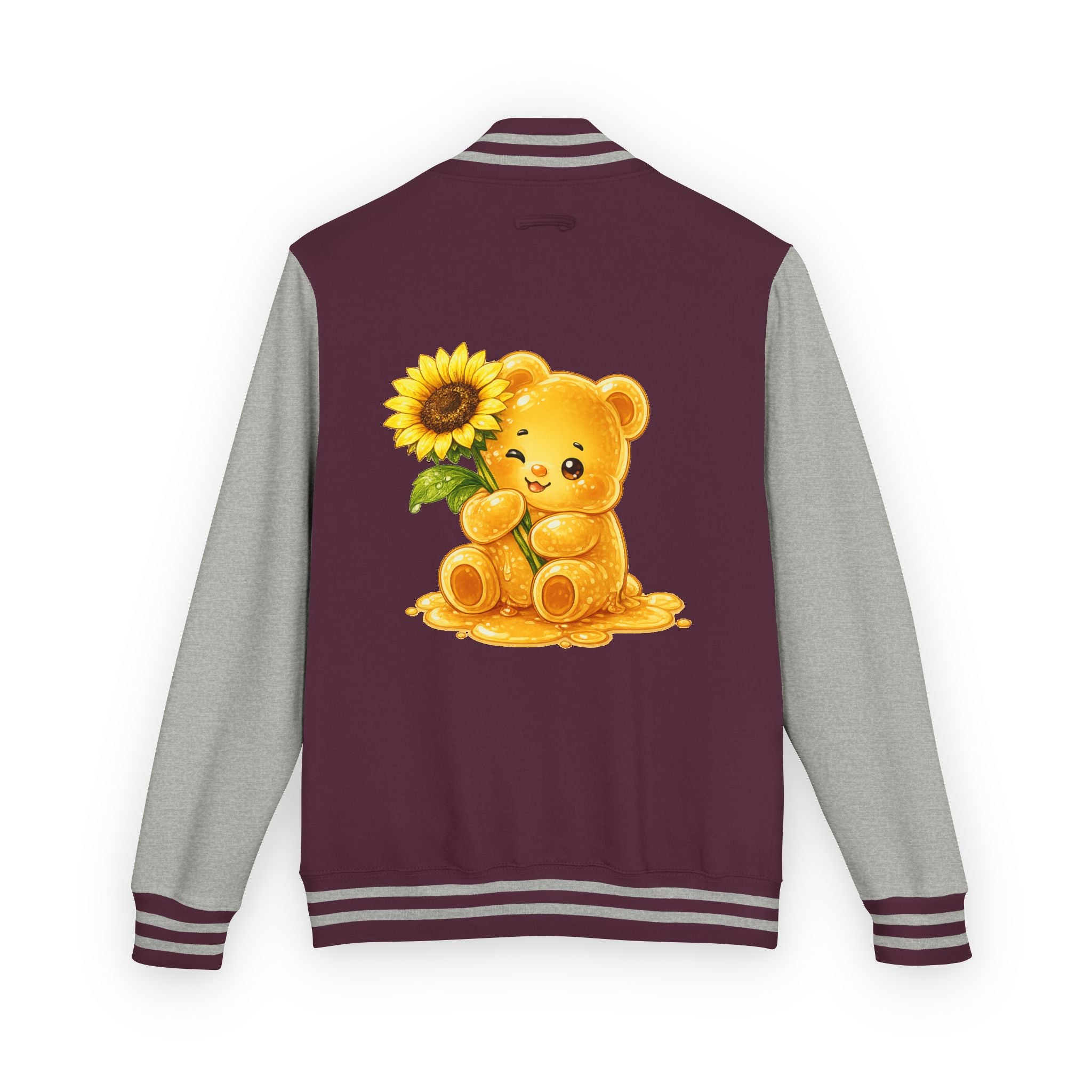 Sunflower Sunrise, Special Yellow Gooey Gummy Friend- Kawaii Varsity Jacket