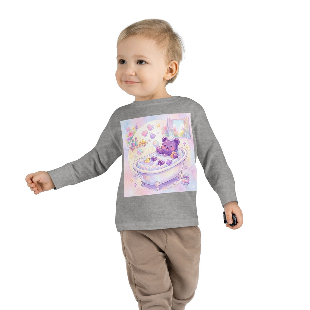 Bath Time, Nighttime Oozy Bear Friend- Graphic Long Sleeve Shirt