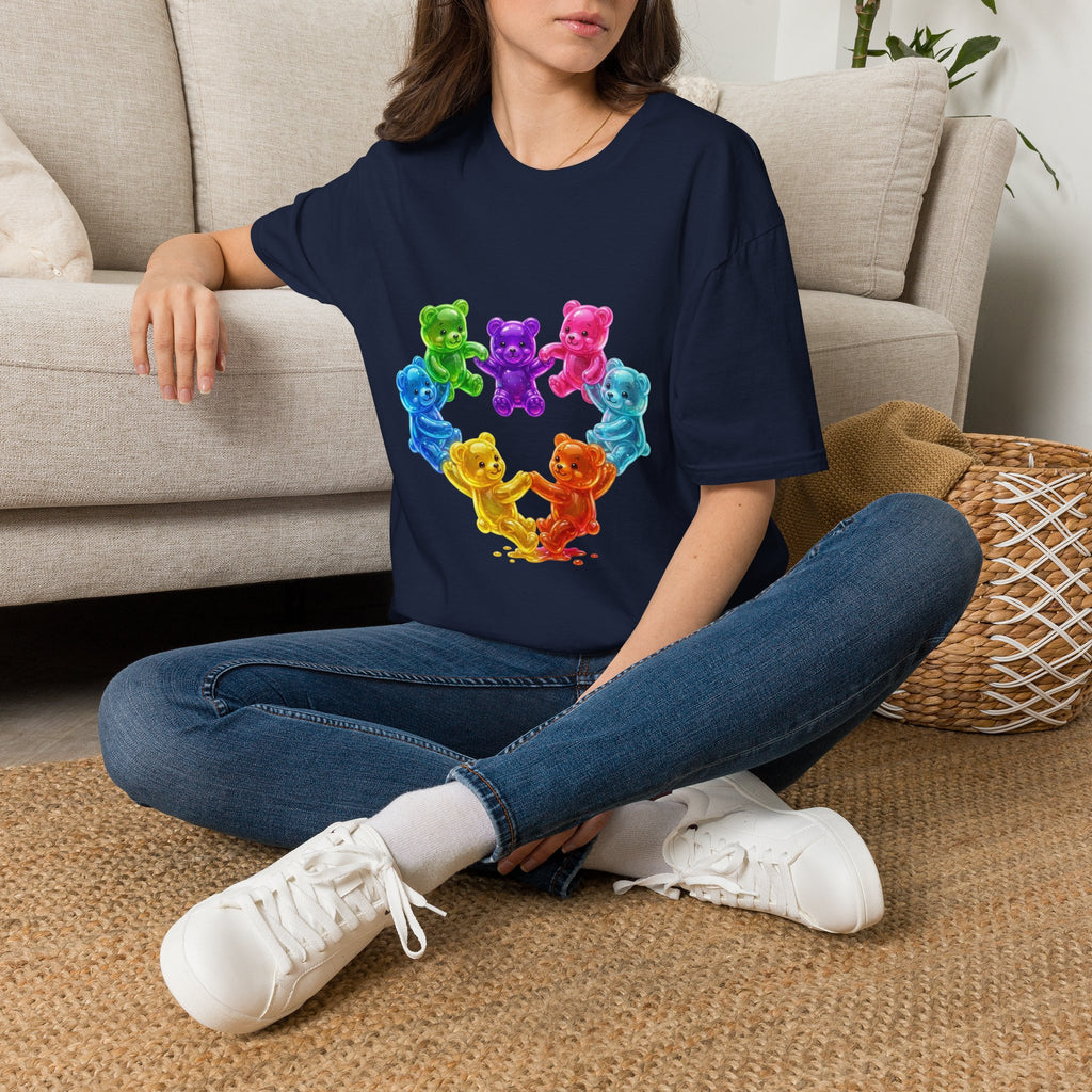 Holding Hands Into Heart Oozy Bear Gummy Friends- Graphic Shirt