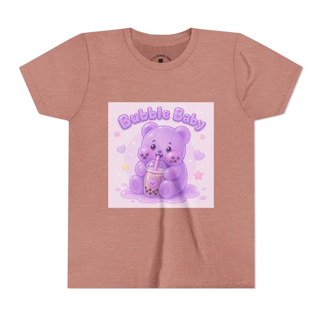 Purple Boba Tea Gooey Gummy Bear with Boba Milk Tea Kids Shirt