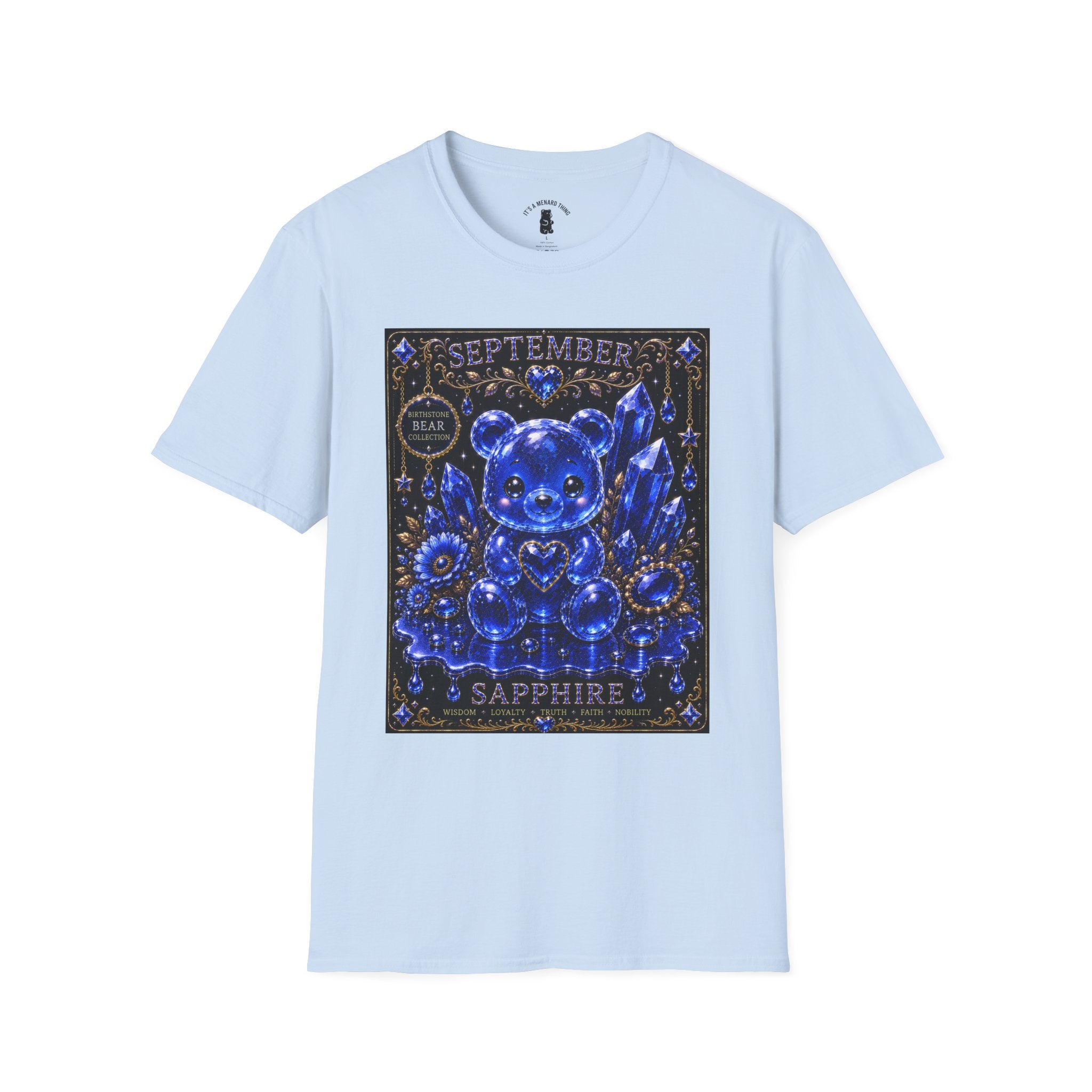 September Sapphire Crystal Oozy Bear Birthstone Addition- Graphic Shirt