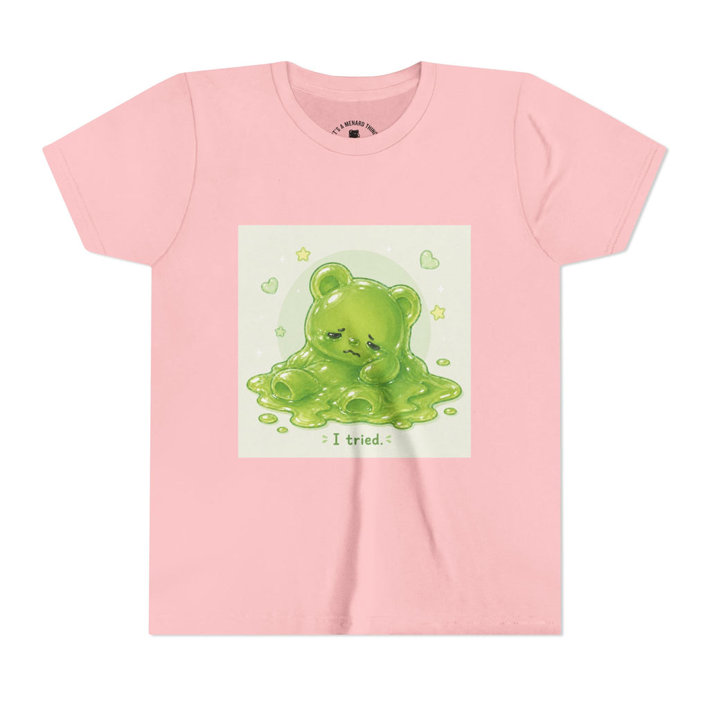 Melting Green Gooey Gummy Bear "I tried." Graphic T-Shirt