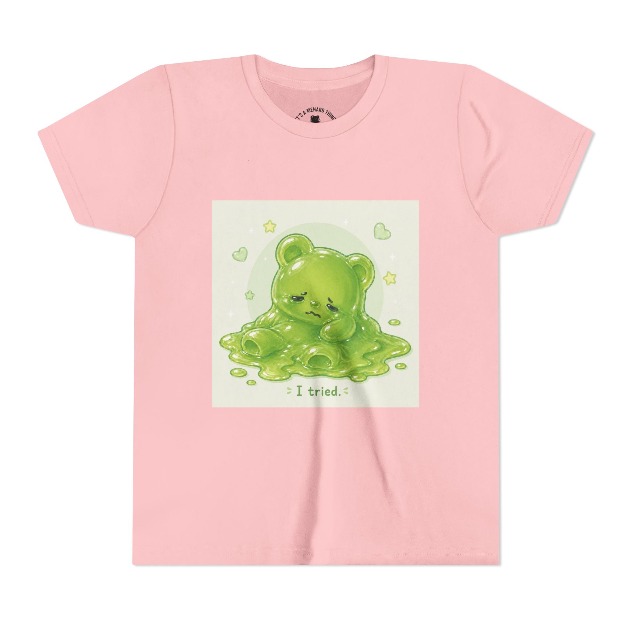 Melting Green Gooey Gummy Bear "I tried." Graphic T-Shirt