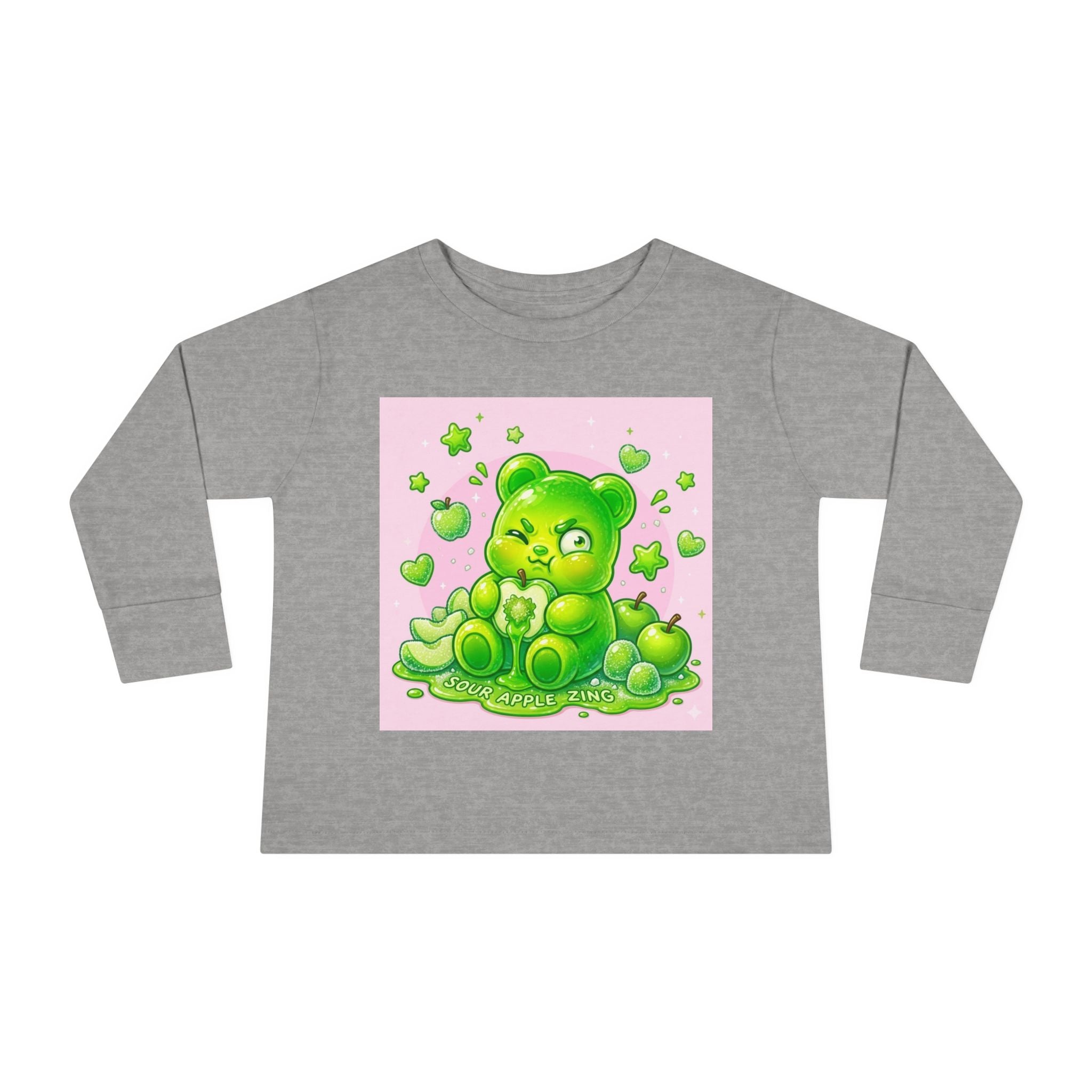 Green Sour Apple, Oozy Gummy Bear Friends- Kids Long Sleeve Shirt