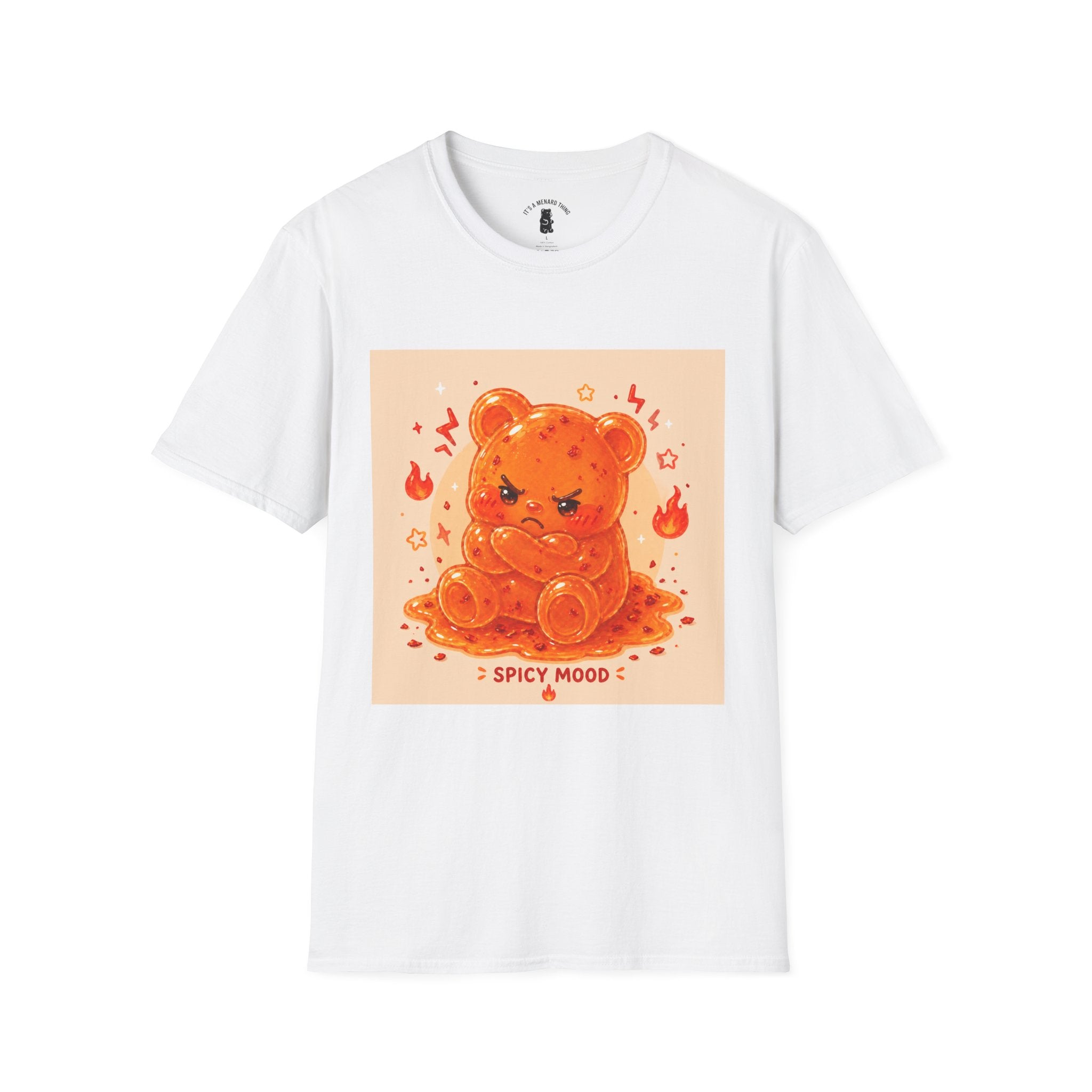 'Spicy Mood' Gooey Gummy Bear T-Shirt —Fiery Kawaii Graphic Tee