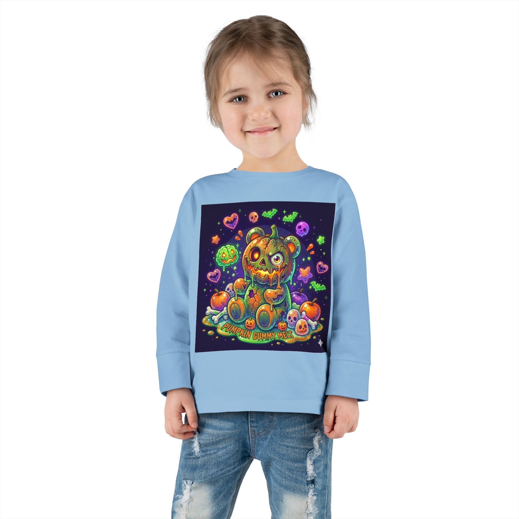 Pumpkin Oozy Bear, Halloween Special- Kids Graphic Long Sleeve Shirt