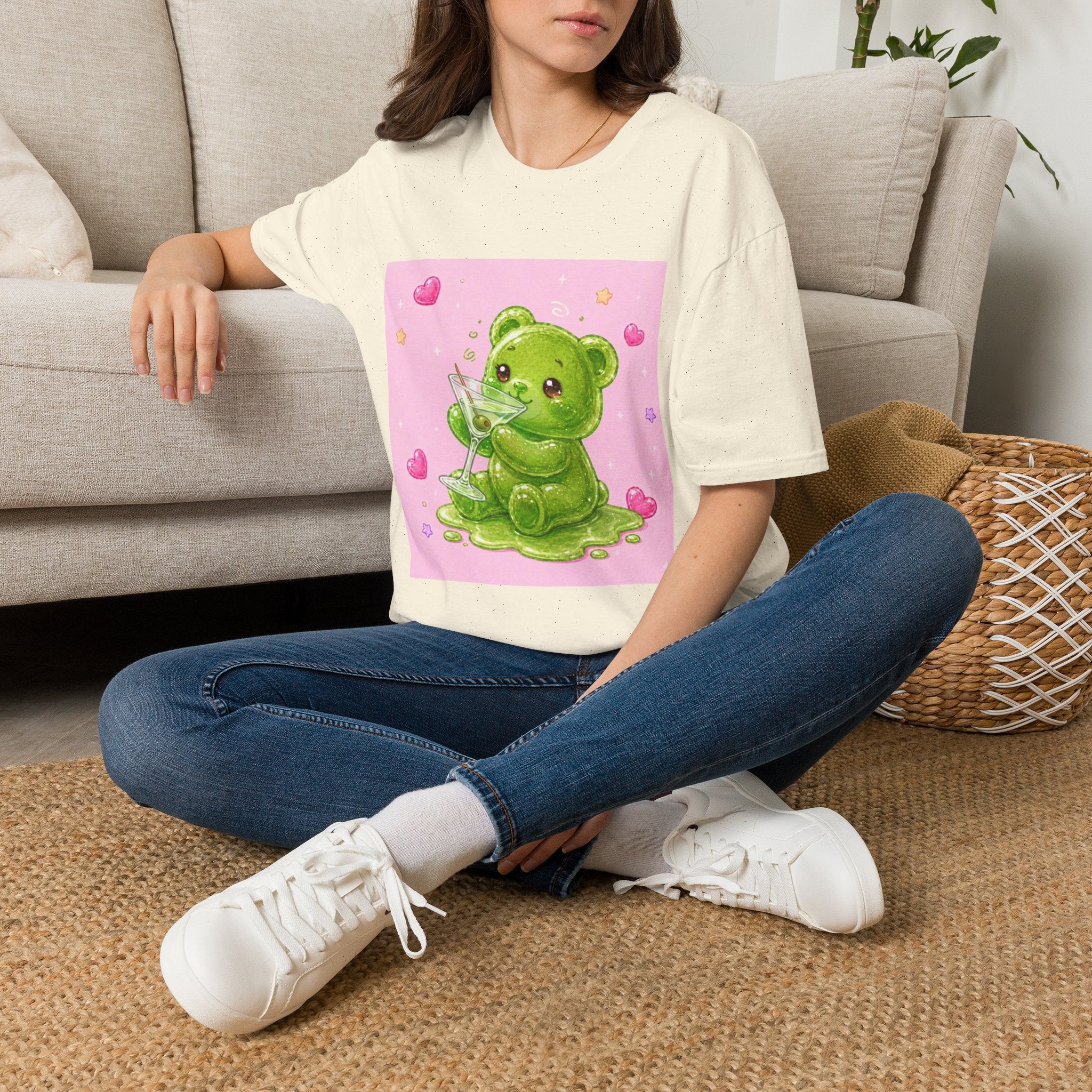 Yummy Martini, Green Oozy Boozy Gummy Drinking Pal- Kawaii Graphic Shirt