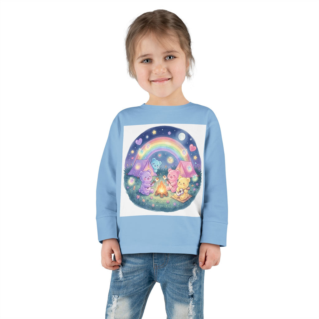 Camping & Toasting Marshmellos Oozy Bear Friend Group- Graphic Long Sleeve Shirt