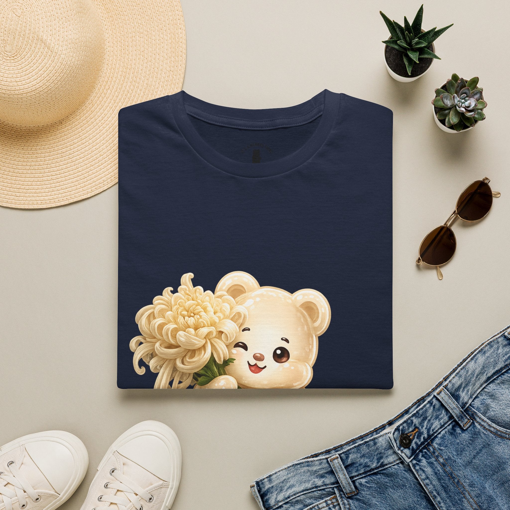 Chrysanthemum Special, Cream Oozy Bear Friend Special Flower Additon- Graphic Shirt