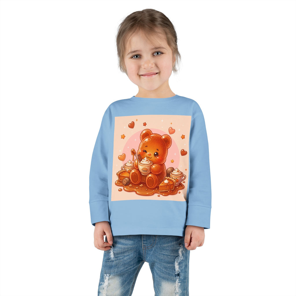 Sweet Pumpkin & Spiced Latte, Oozy Bear Gummy Friend- Kids Graphic Long Sleeve Shirt