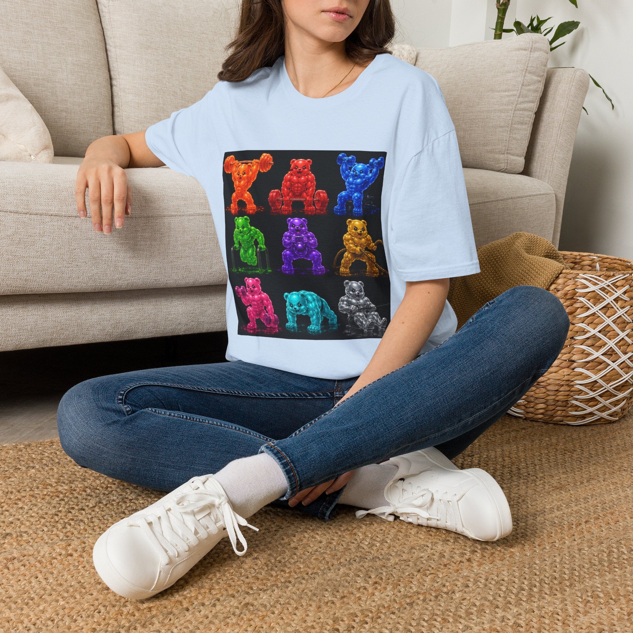 Gummy Grid of Oozy Buff Bears Workout- Adult Graphic Shirt