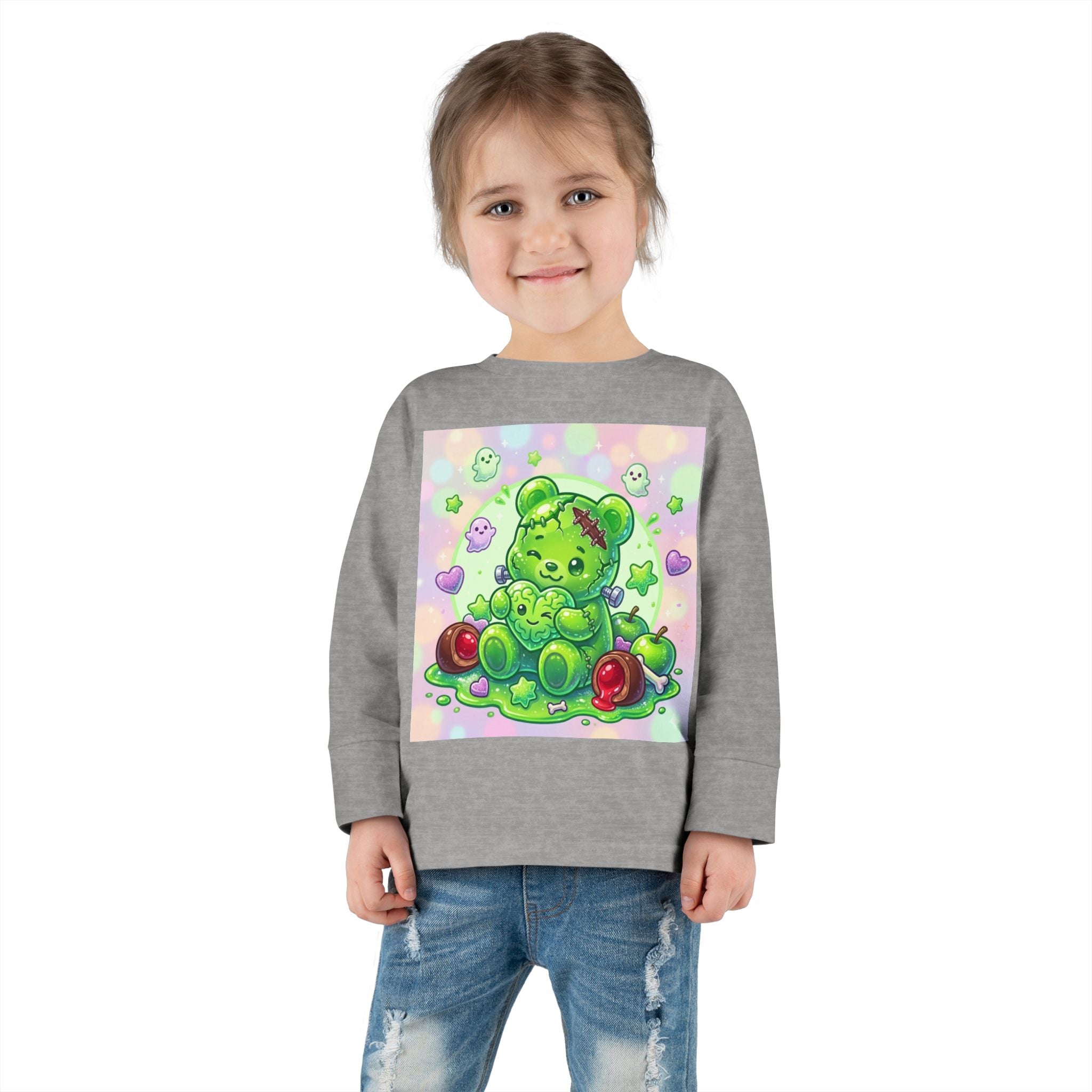 Franken-Oozy-Bear Gummy Friend, Halloween Addition- Graphic Long Sleeve Shirt