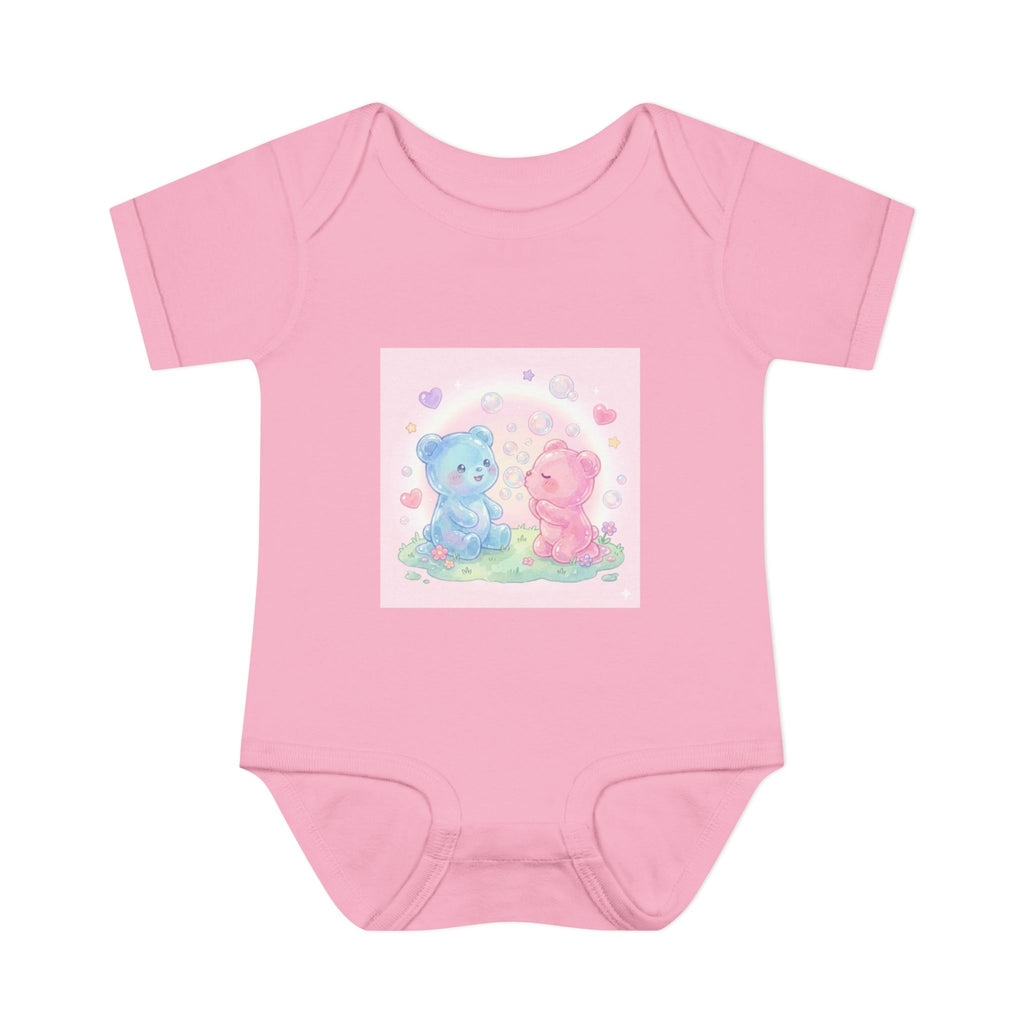 Baby Bodysuit — Pastel Blue & Pink Gooey Gummy Bears Cute Newborn Onesie
