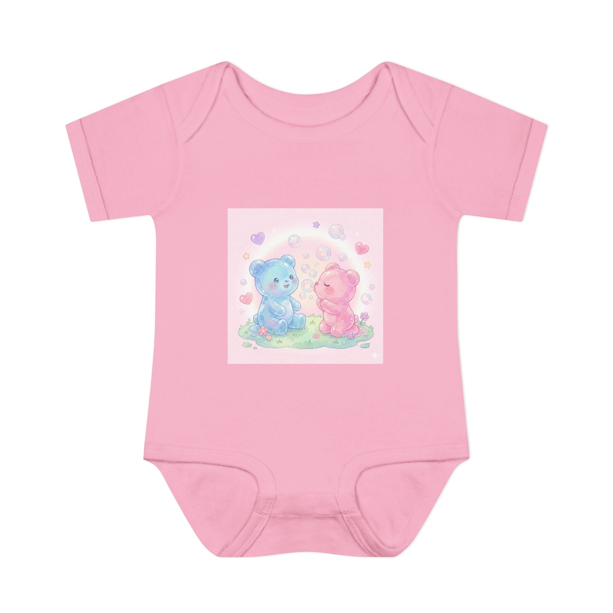 Baby Bodysuit — Pastel Blue & Pink Gooey Gummy Bears Cute Newborn Onesie