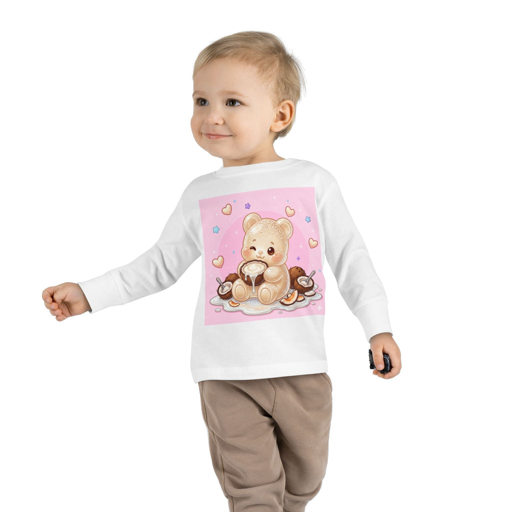 Coconut Milk, White Oozy Bear Gummy Friend- Kids Long Sleeve Shirt