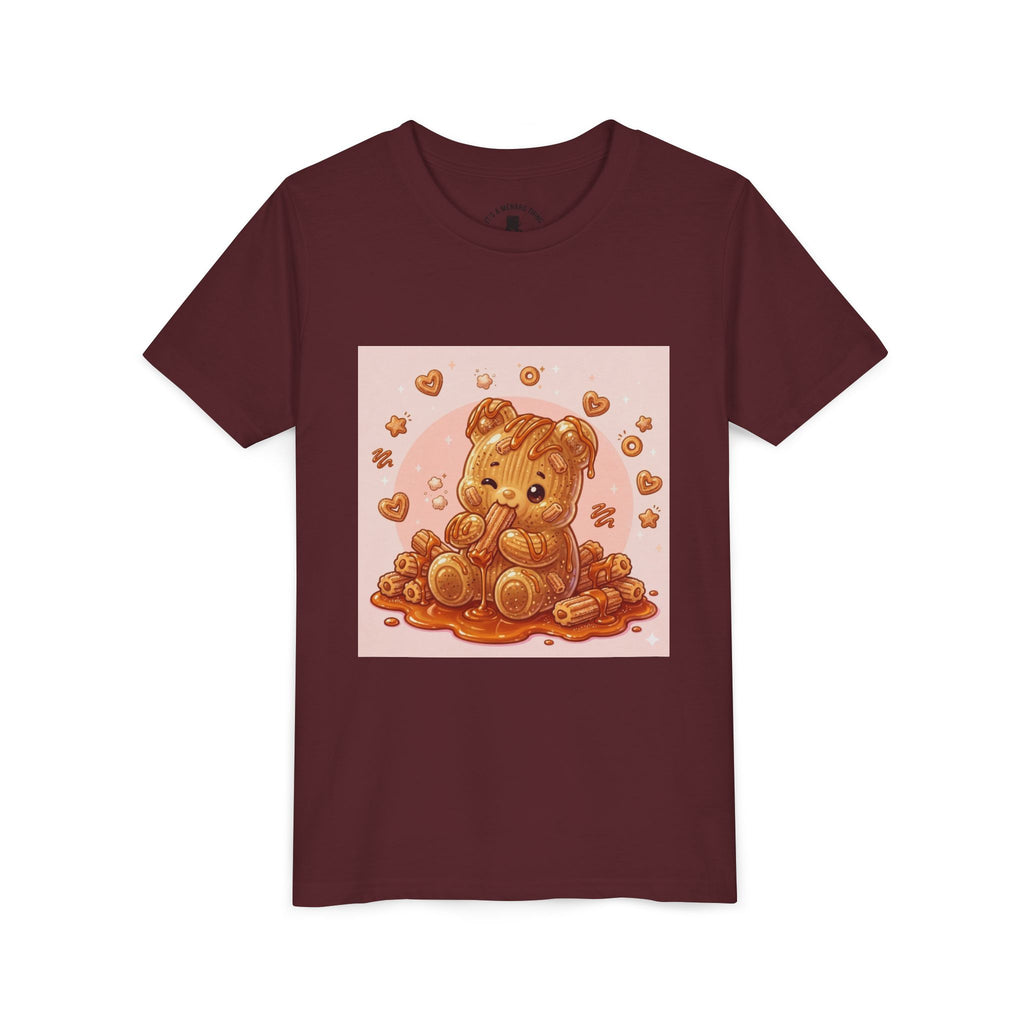 Churro & Dulce de Leche Drizzle Gooey Gummy Bear Graphic Youth T-Shirt