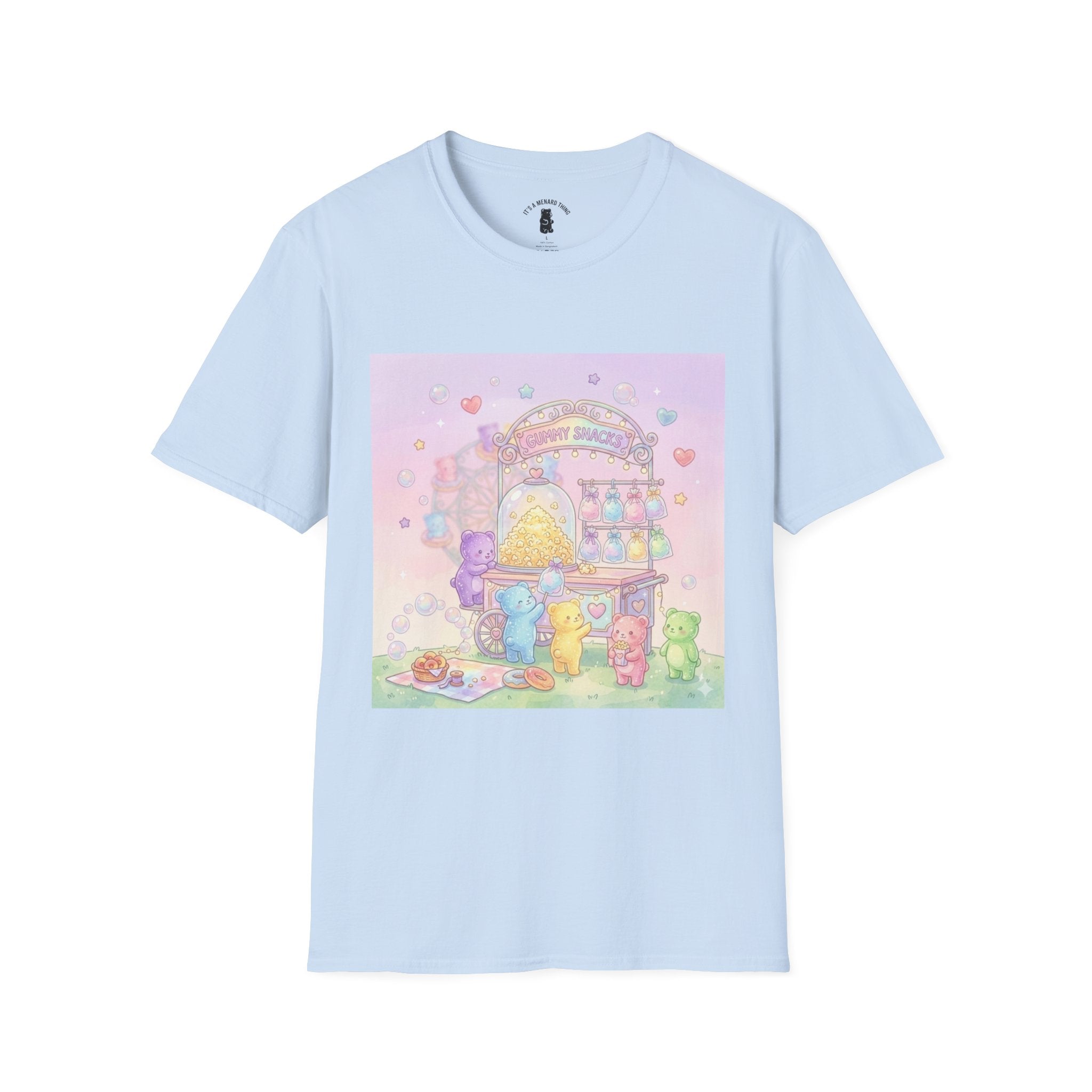 Carnival Snack Cart, Sharing with Friends Gooey Gummy Bears — Whimsical Graphic T-Shirt