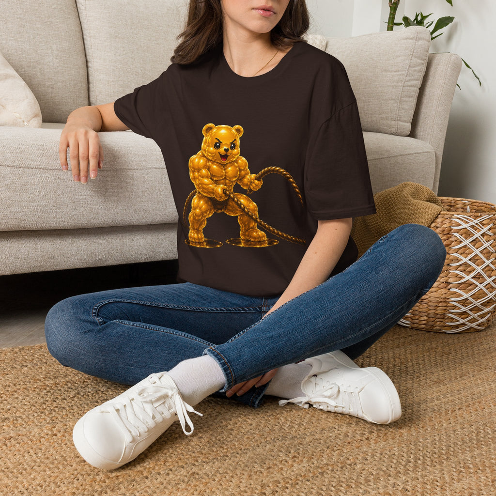 Rope Workout, Golden Yellow Oozy Buff Bear Gym Special- Adult Graphic Shirt (18+)