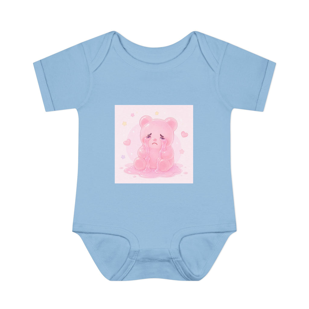 Pink Crying Gooey Gummy Bear Infant Bodysuit — Cute Pastel Baby Onesie