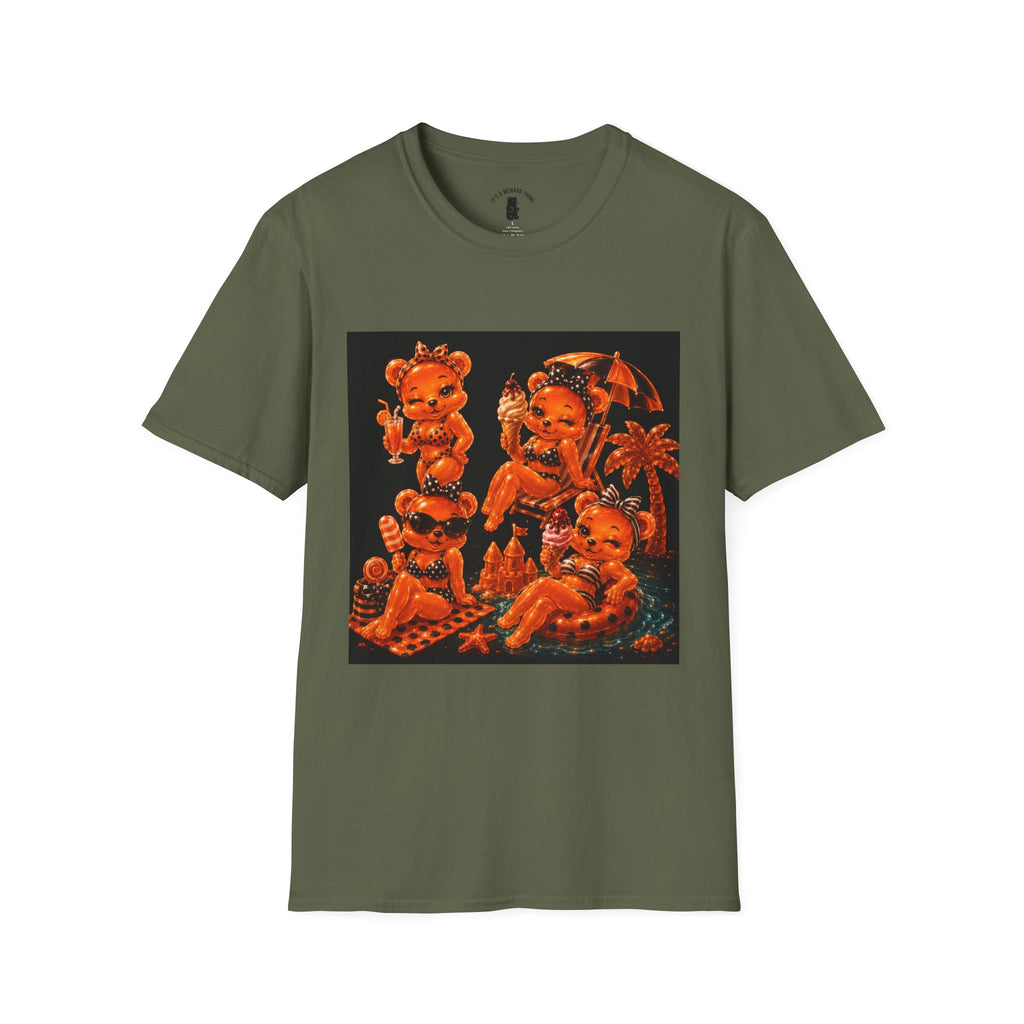 Retro Orang Beach Pin Up Oozy Bear Babe- Adult Graphic Shirt (18+)