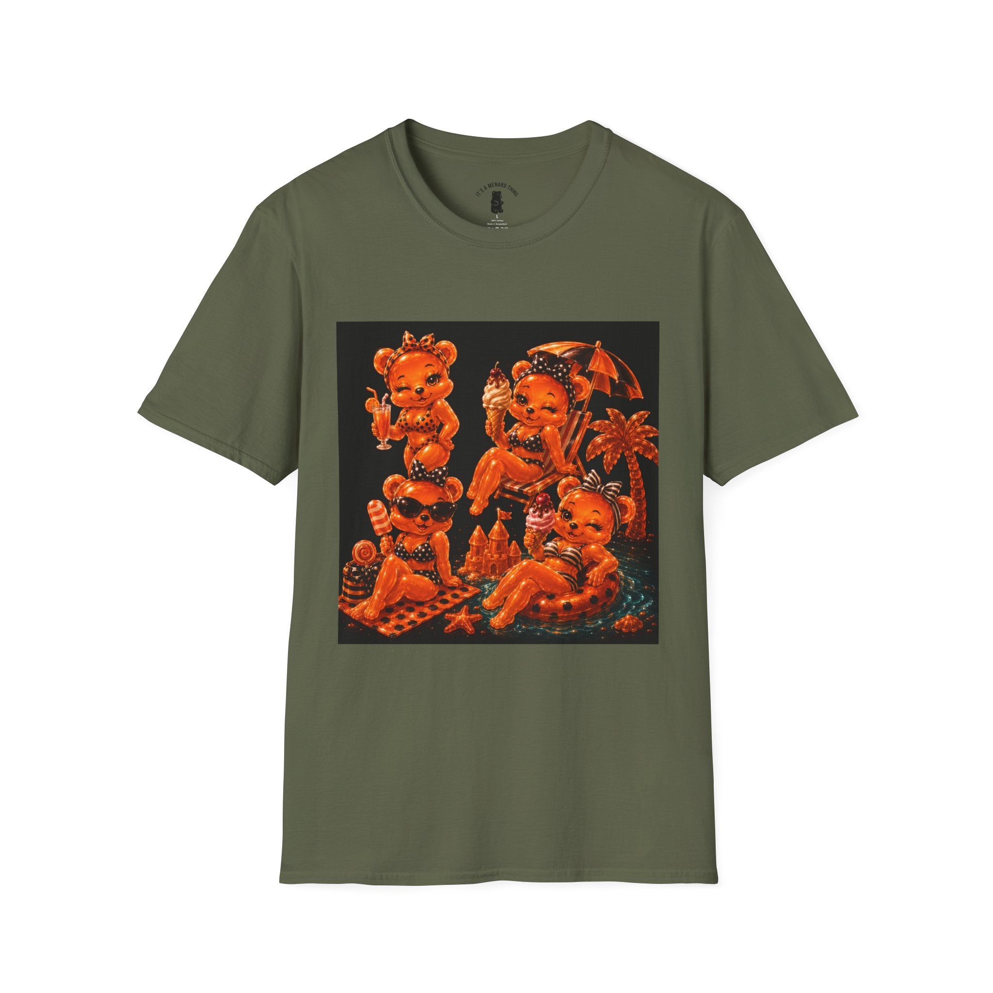 Retro Orang Beach Pin Up Oozy Bear Babe- Adult Graphic Shirt (18+)