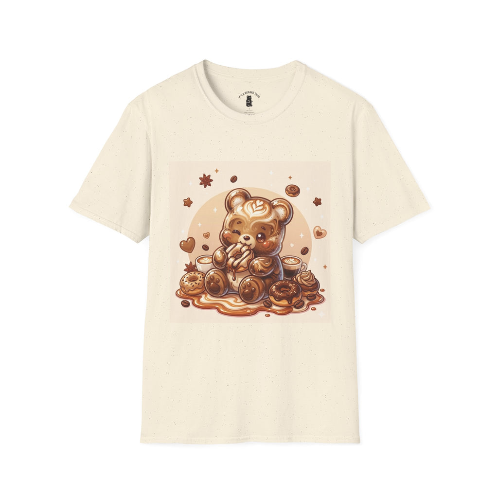 Coffee hot Latte with Chocolate Donuts Gooey Gummy Bear — Cute Dessert Graphic Tee