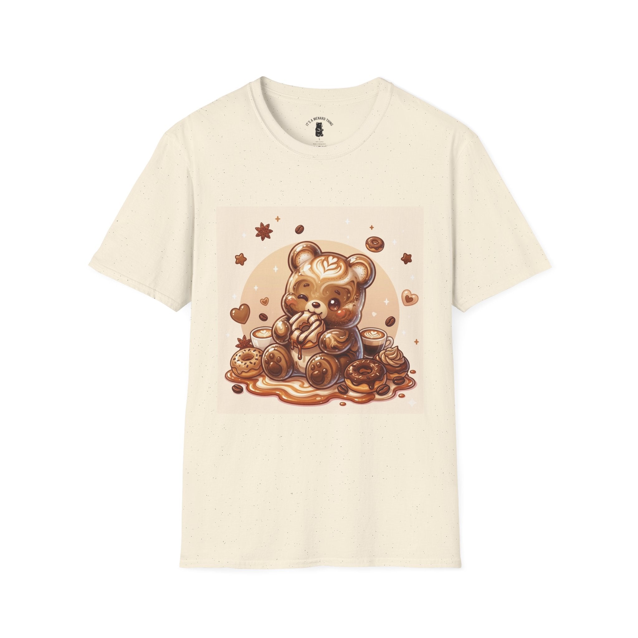 Coffee hot Latte with Chocolate Donuts Gooey Gummy Bear — Cute Dessert Graphic Tee