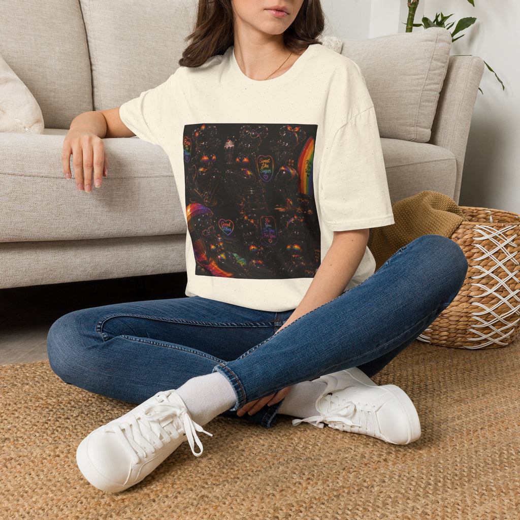 Black & Rainbow Special Addition Oozy Bear Beach Babe Pin Up- Adult Graphic Shirt (18+)