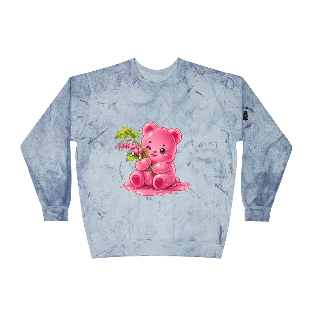 Fresh Bleeding Hearts, Pink Gooey Gummy Bear Friend-Tie-Dye Graphic Sweatshirt