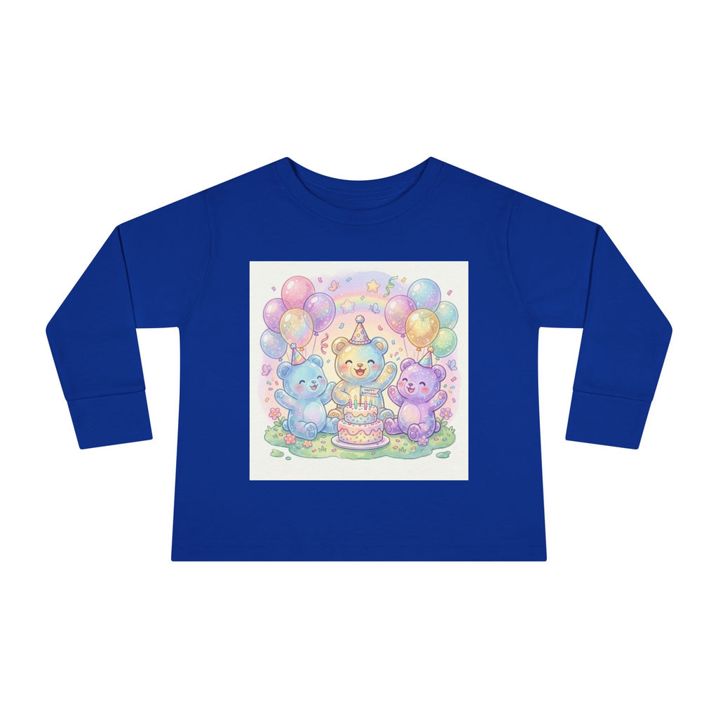 Pastel Birthday Oozy Bear Party Bash, Special Friends Celebration- Graphic Long Sleeve Shirt