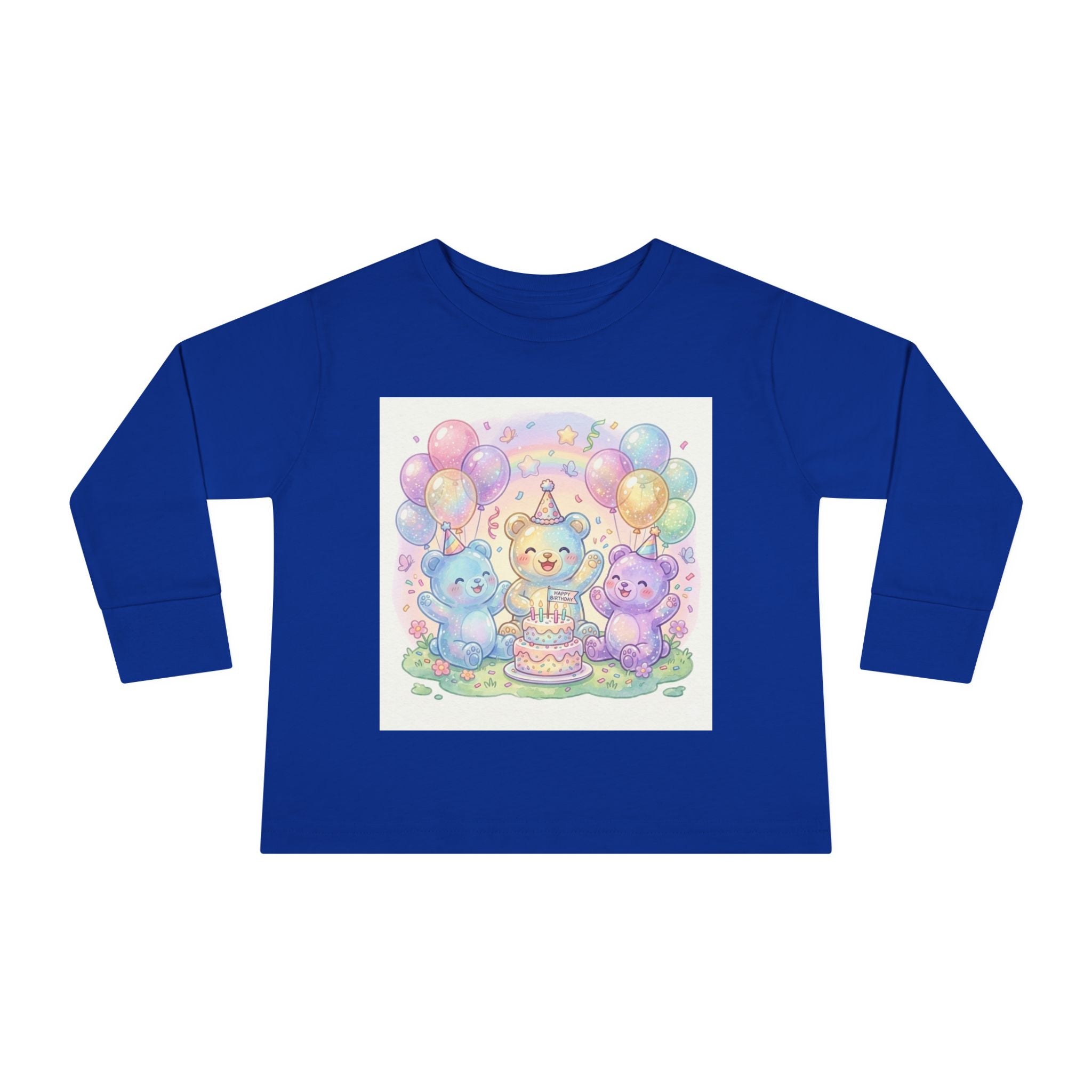 Pastel Birthday Oozy Bear Party Bash, Special Friends Celebration- Graphic Long Sleeve Shirt