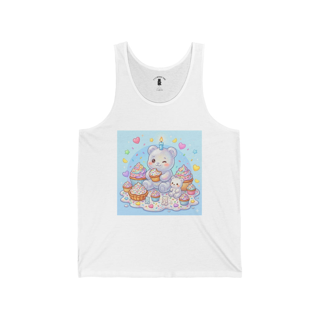 Cupcake Party Surprise, White Gooey Gummy Bear-Kawaii Graphic Tank Top