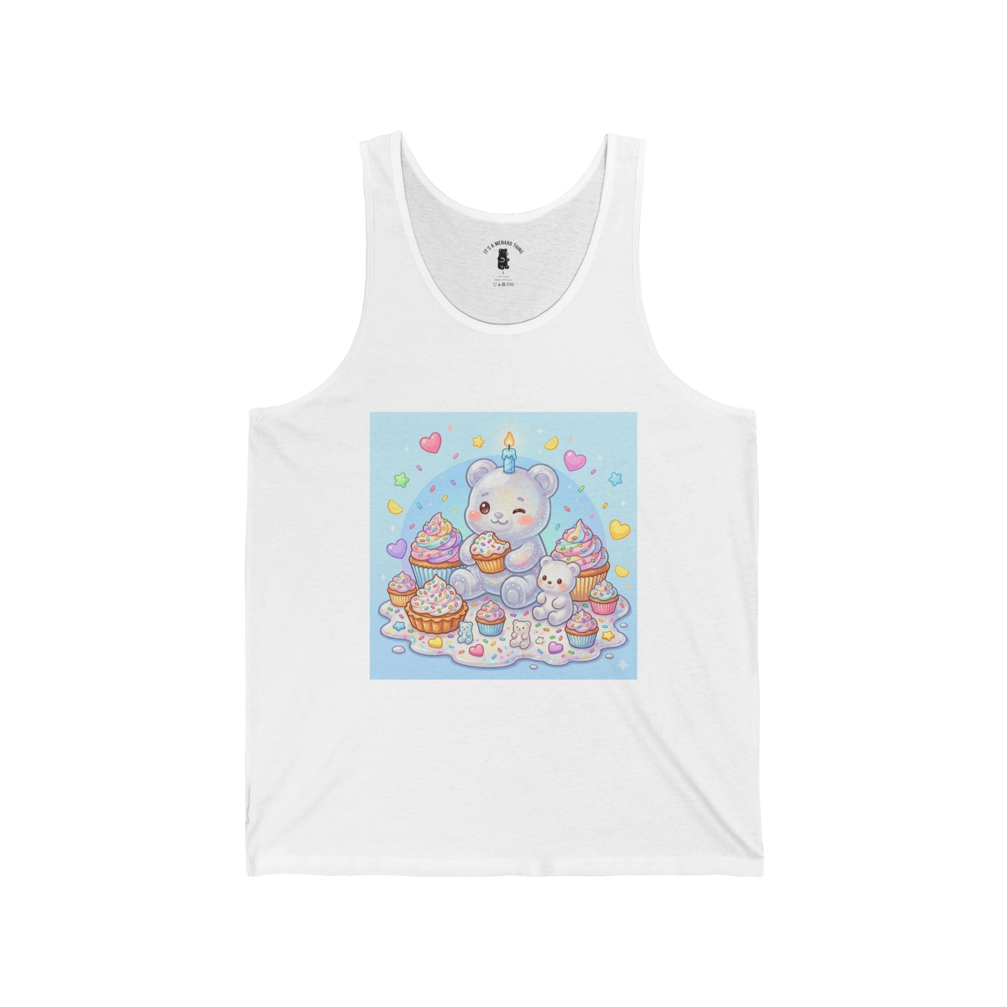 Cupcake Party Surprise, White Gooey Gummy Bear-Kawaii Graphic Tank Top