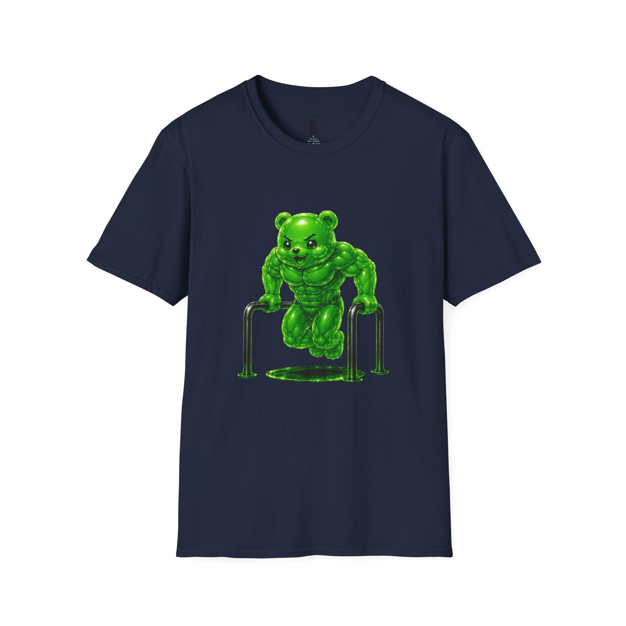 Bar Lifting Workout, Emerald green Oozy Buff Bear Gym Special- Adult Graphic Shirt (18+)